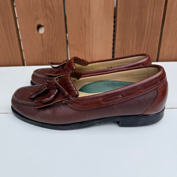 Brown Dexter Men's Leather Loafers with Tassels Size 9M - Picture 1 of 9